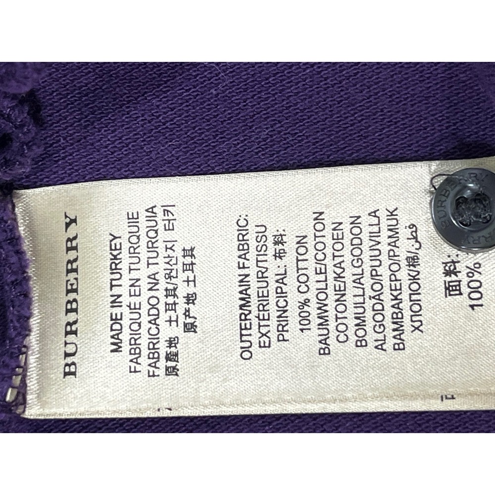 Burberry Brit Short Sleeve Polo Shirt Women L Purple Logo Classic Preppy Lux - Picture 9 of 13